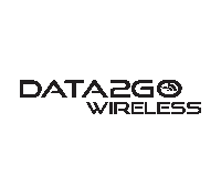 A green background with the words data 2 go wireless in black.