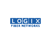 A green background with the words logix polk networks in blue.