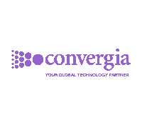 A green background with purple letters that say " convergia ".
