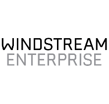 A black and white image of the windstream enterprise logo.
