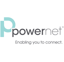 A logo of the company powernet