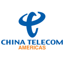 A blue and orange logo for china telecom americas.