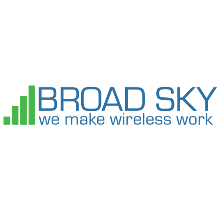 A broad sky logo with the words we make wireless work.