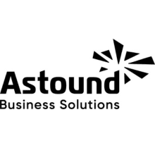 A black and white logo of astound business solutions