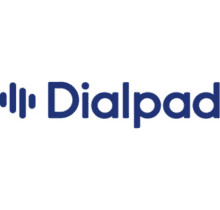 A blue and white logo of the company dialpad.