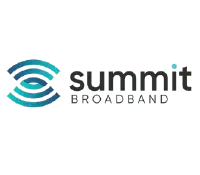 A black and blue logo for summit broadband.